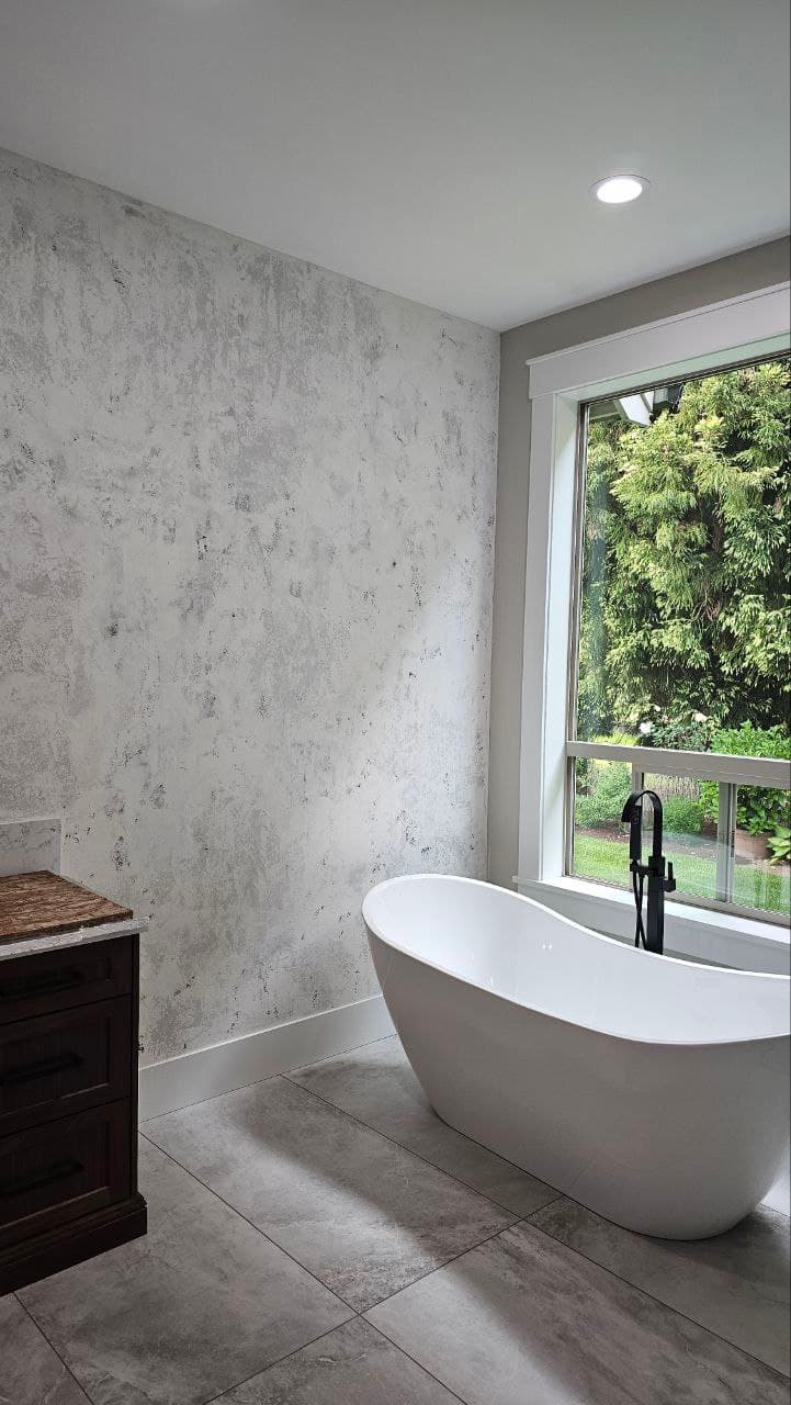 Seamless microcement shower application