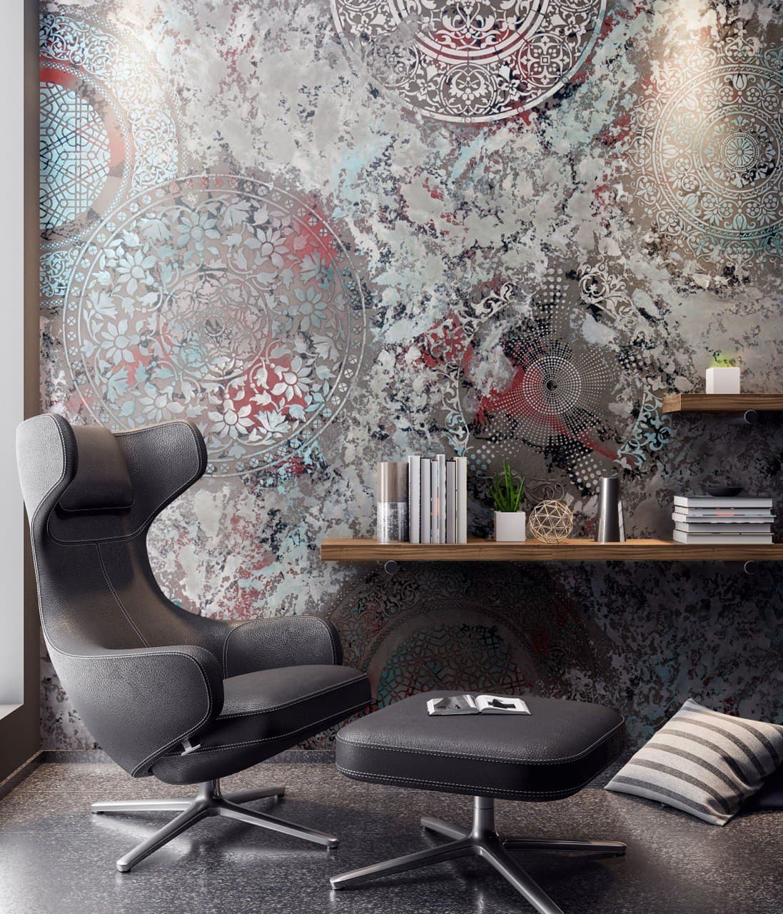 Professional plasterer applying Venetian plaster with a trowel