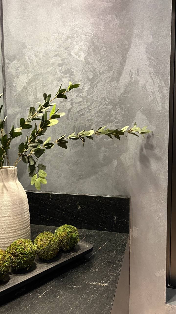 Textured limewash wall finish