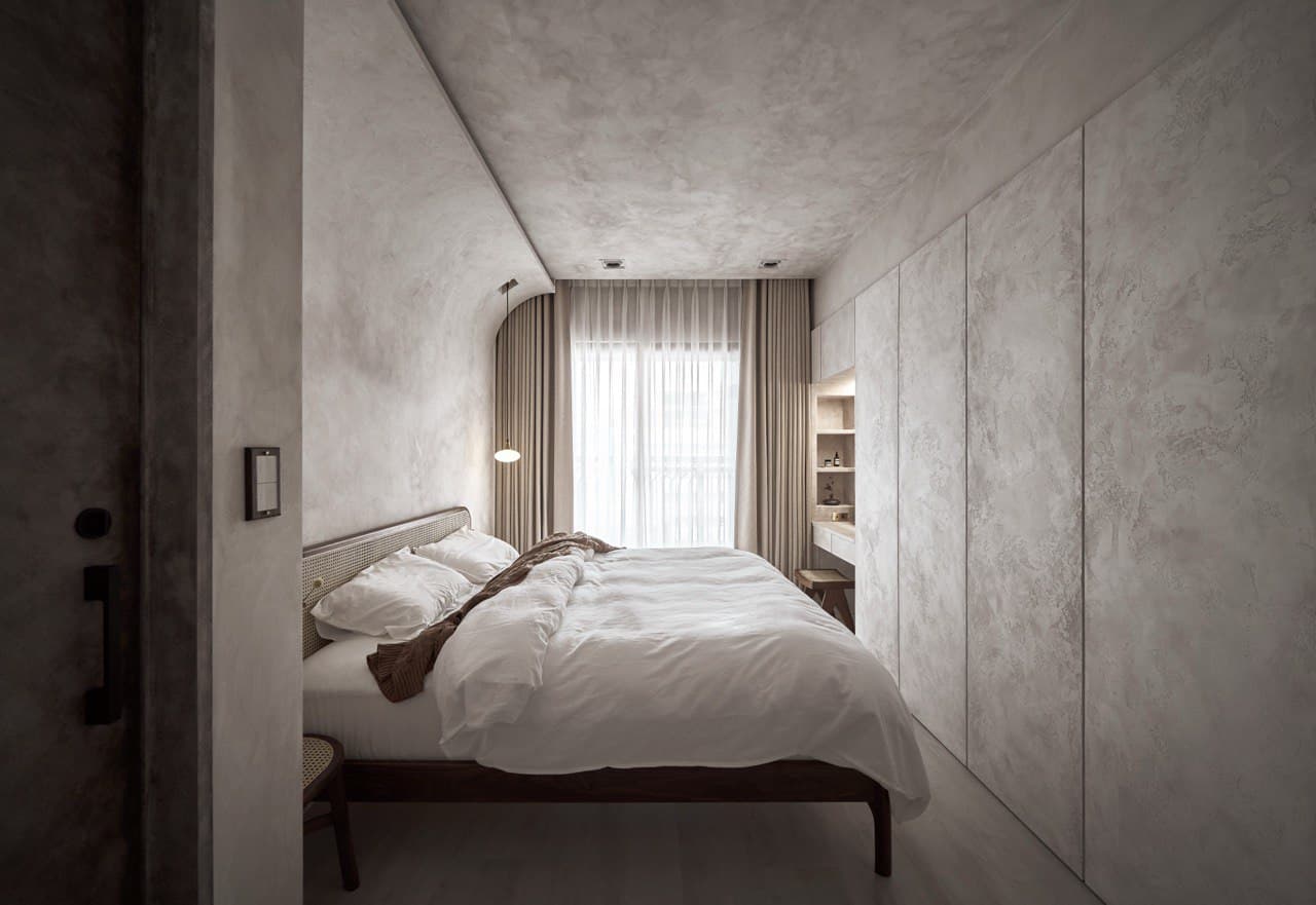 Cement Wall Bedroom